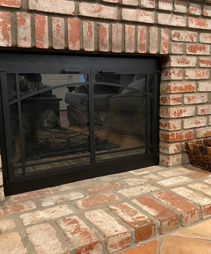 Biltmore Transitional Fireplace Doors - Matte Black