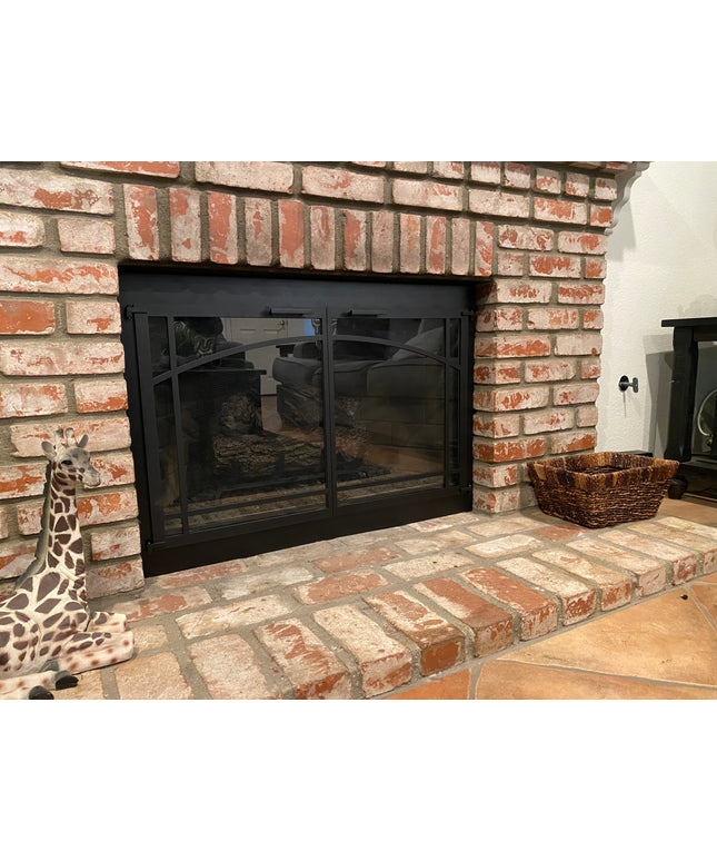 Biltmore Transitional Fireplace Doors - Matte Black