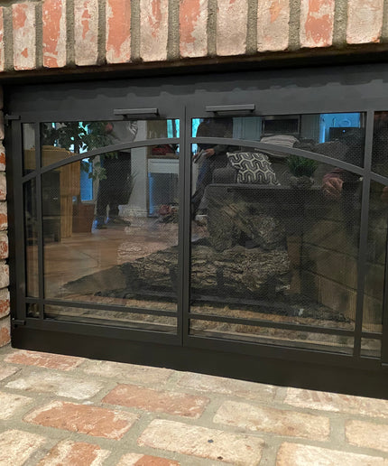 Biltmore Transitional Fireplace Doors - Matte Black