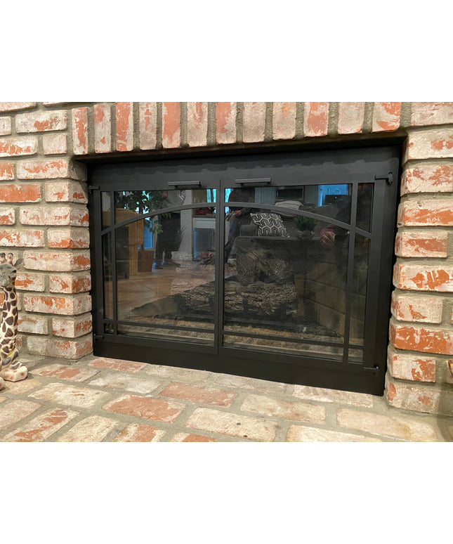 Biltmore Transitional Fireplace Doors - Matte Black