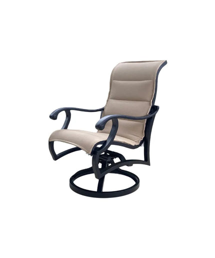 Mallin Volare Padded Sling Swivel Rocking Dining Chair VO-363 - Black / Rochelle Toffee