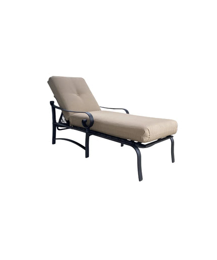 Woodard Belden Cushion Adjustable Chaise Lounge 690470M - Textured Black / Canvas Heather Beige
