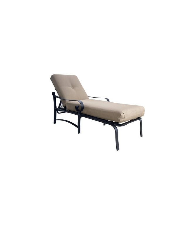 Woodard Belden Cushion Adjustable Chaise Lounge 690470M - Textured Black / Canvas Heather Beige