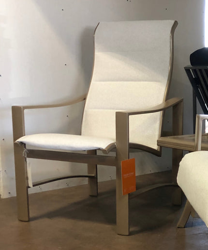 Tropitone Kenzo Padded Sling High Back Dining Chair 381501PS - Almond / Parchment