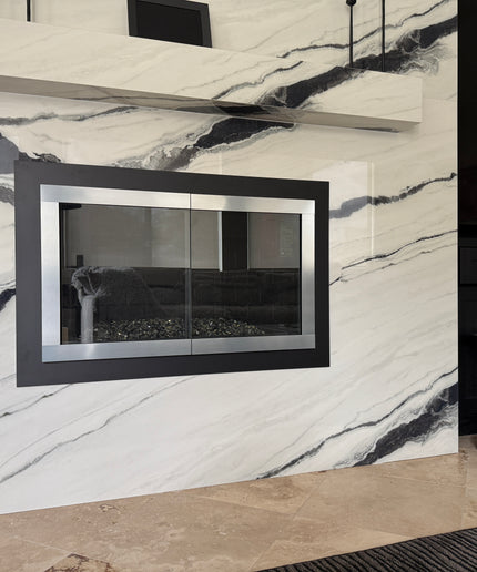 Beverly Hills Modern Fireplace Doors - Matte Black / Brushed Chrome