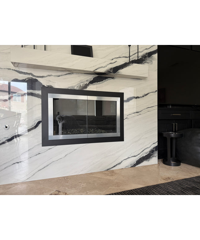 Beverly Hills Modern Fireplace Doors - Matte Black / Brushed Chrome
