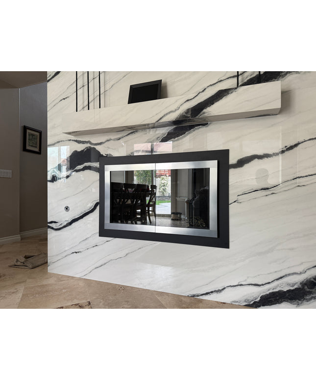 Beverly Hills Modern Fireplace Doors - Matte Black / Brushed Chrome