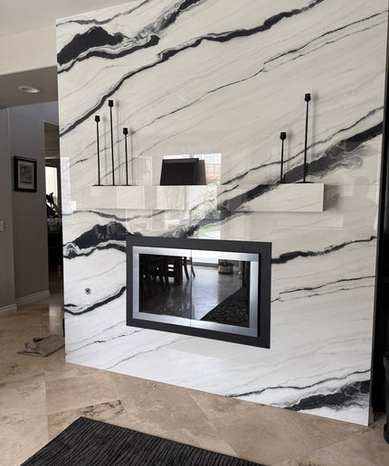 Beverly Hills Modern Fireplace Doors - Matte Black / Brushed Chrome