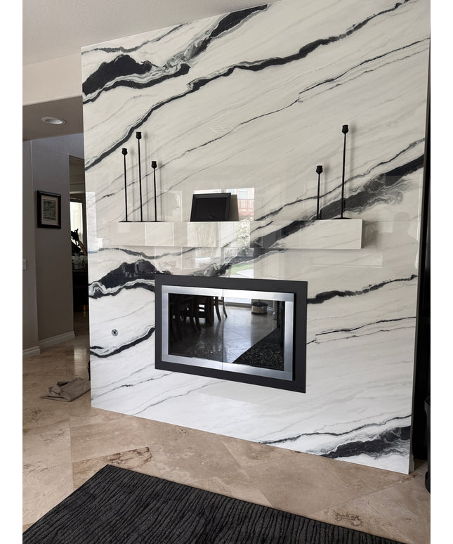 Beverly Hills Modern Fireplace Doors - Matte Black / Brushed Chrome