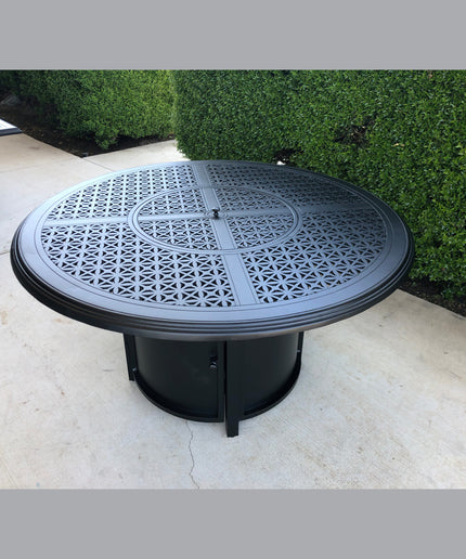 Woodard Hampton 48"Diameter x 25"H Round Chat Height Fire Table w/ Carson Base 65M747-05148FP - Textured Black