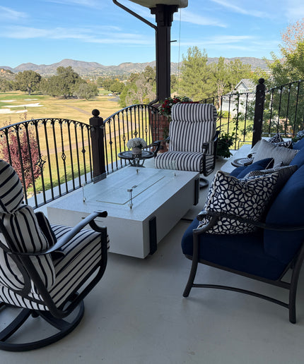 American Fyre Designs 60"W x 36"D x 17"H Iron Saddle Firepit 580-WA-11-M7 - White Aspen