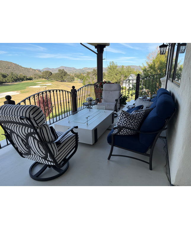 American Fyre Designs 60"W x 36"D x 17"H Iron Saddle Firepit 580-WA-11-M7 - White Aspen