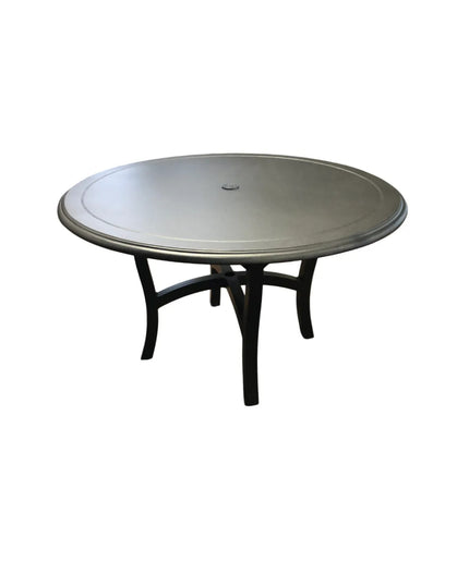 Woodard Solid Cast 48" Round Cast Aluminum Dining Table w/ Carson Base 5P4800-09248 - Textured Black