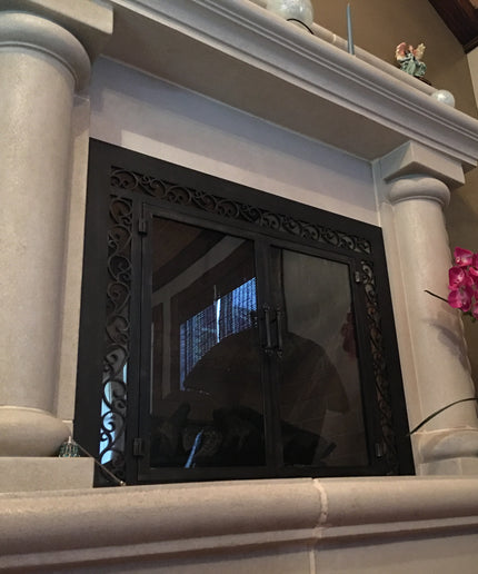 Vienna Traditional Fireplace Doors - Metallic Latte