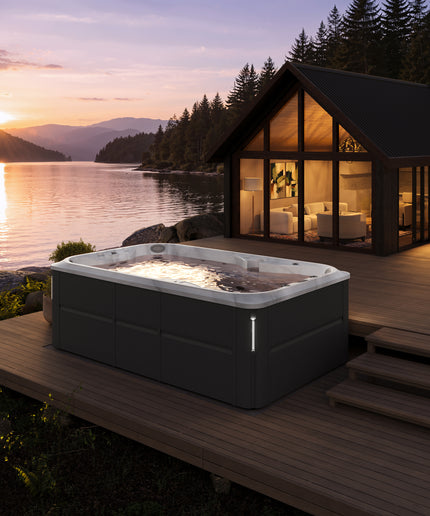 2026 Jacuzzi® J-12™ Flow™ Swim Spa Package - Platinum Smoked Ebony
