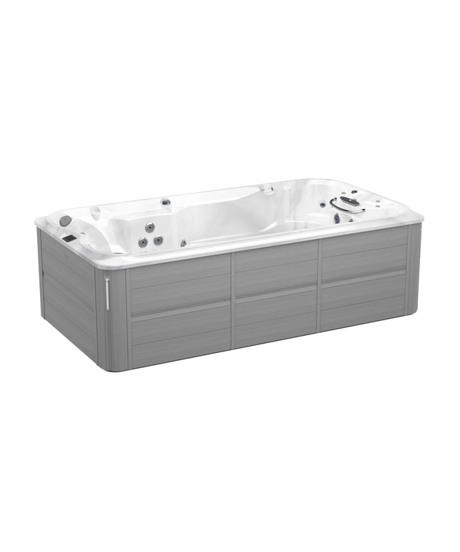 2026 Jacuzzi® J-14™ PowerActive™ Swim Spa Package - Platinum Brushed Gray