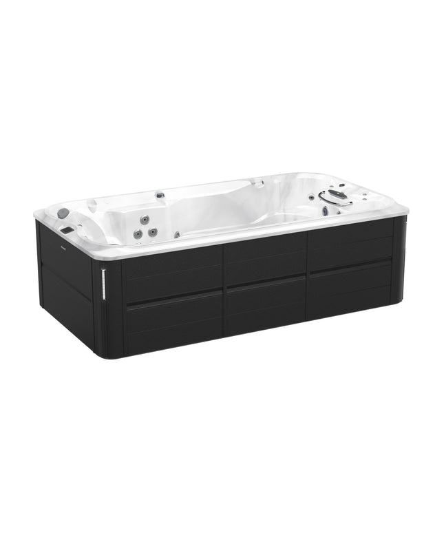 2026 Jacuzzi® J-14™ PowerActive™ Swim Spa Package - Platinum Smoked Ebony