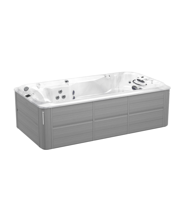 2026 Jacuzzi® J-14™ PowerPro™ Swim Spa Package - Platinum Brushed Gray