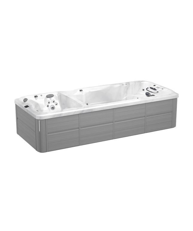 2026 Jacuzzi® J-19™ PowerPro™ Dual Temp Swim Spa Package - Platinum Brushed Gray