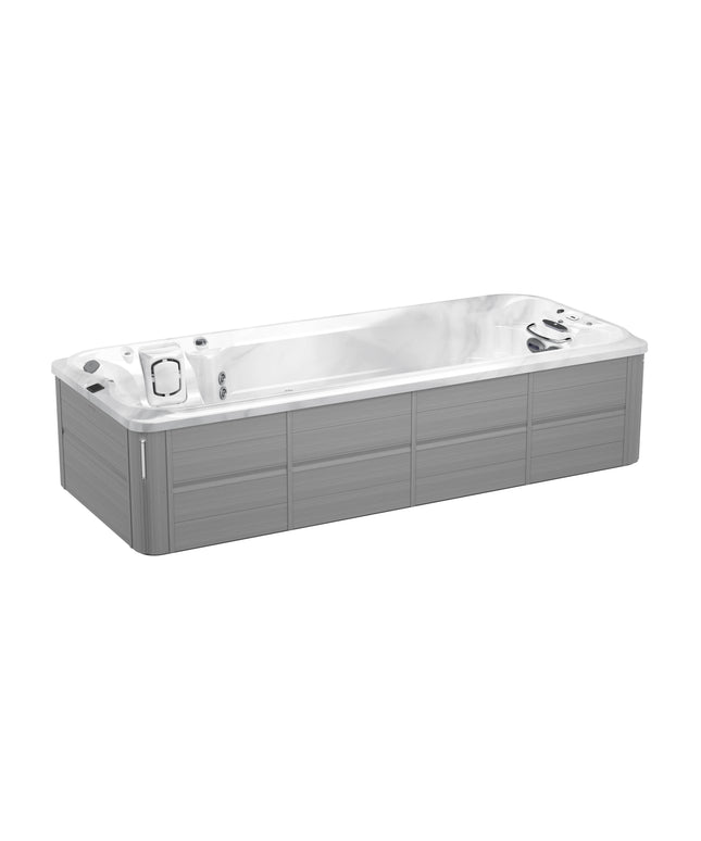 2026 Jacuzzi® J-19™ PowerPro™ Swim Spa Package - Platinum Brushed Gray