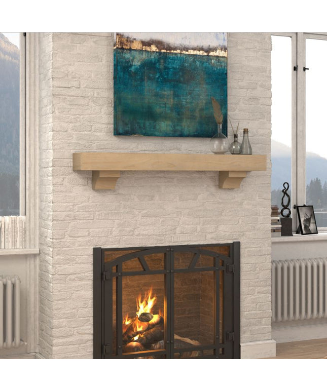 Pearl Mantels 60" Cherokee Wood Fireplace Mantel Shelf with Corbels 355-60 - Unfinished