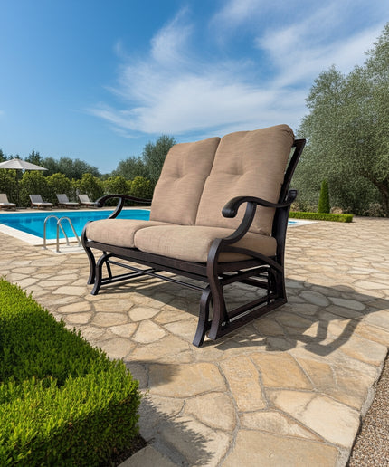 Mallin Volare Cushion Love Seat Glider VO-856 - Autumn Rust / Rochelle Spice