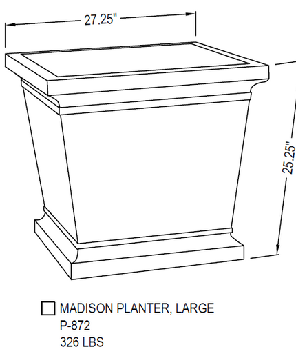 Campania Madison 27.25" W x 25.25" H Square Large Cast Stone Planter P-872-PN - Pietra Nuova