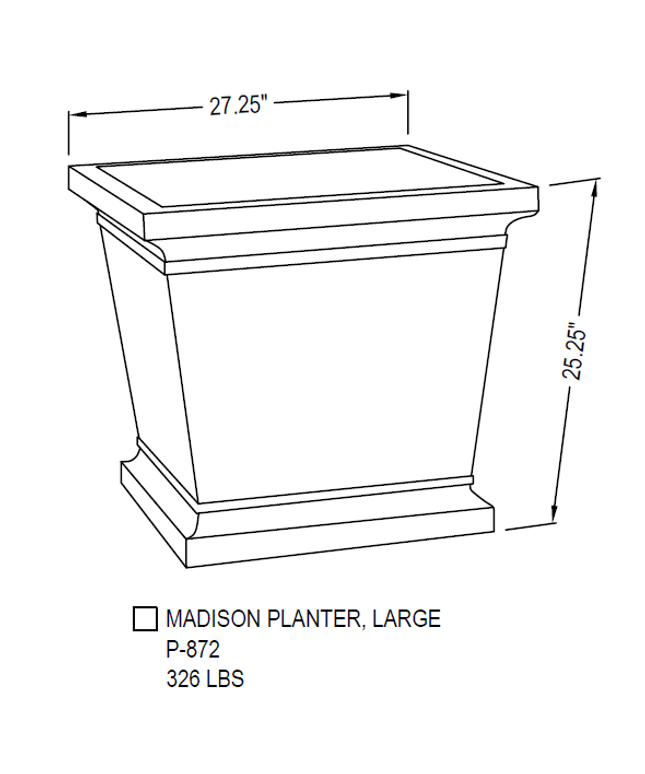 Campania Madison 27.25" W x 25.25" H Square Large Cast Stone Planter P-872-PN - Pietra Nuova