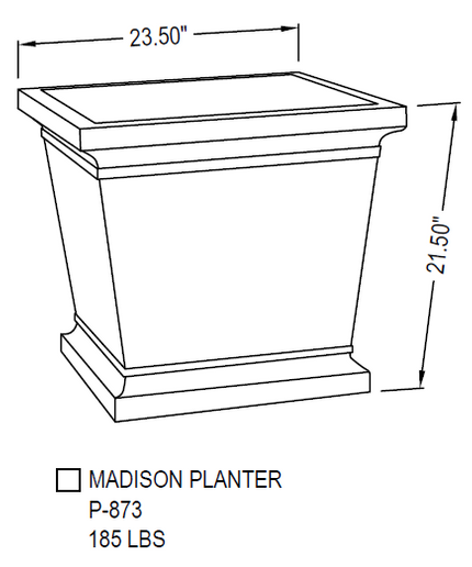Campania Madison 23.5" W x 21.5" H Square Cast Stone Planter P-873-GS - Greystone