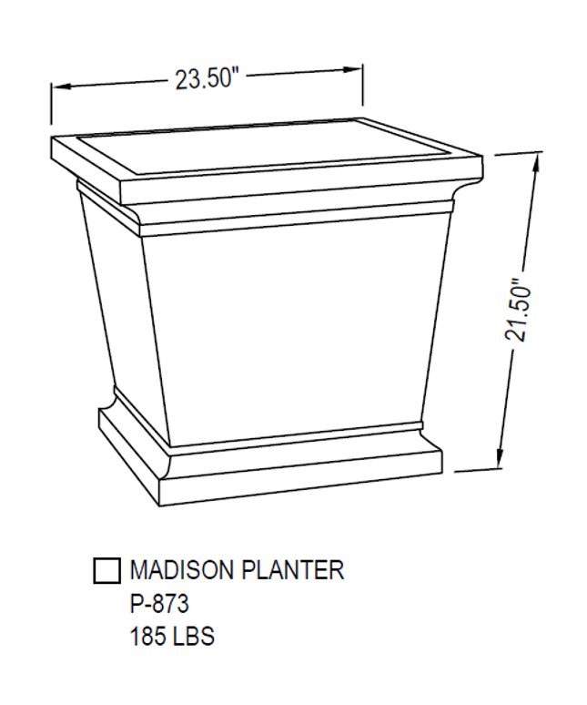 Campania Madison 23.5" W x 21.5" H Square Cast Stone Planter P-873-PN - Pietra Nuova