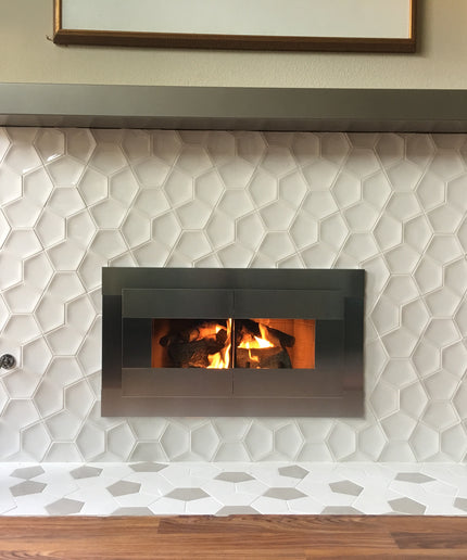 Hollywood Modern Fireplace Doors - Brushed Chrome