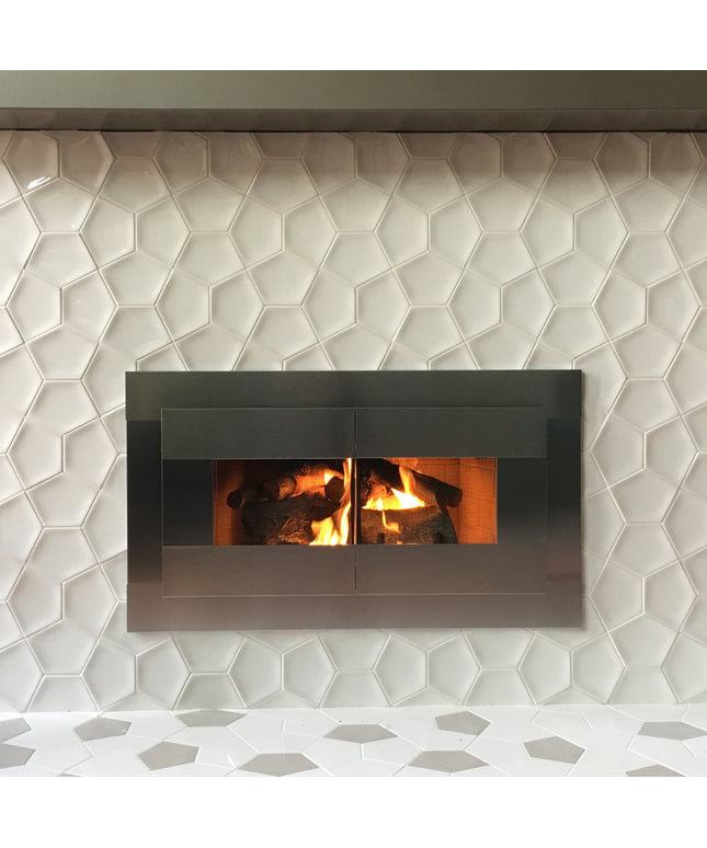 Hollywood Modern Fireplace Doors - Brushed Chrome