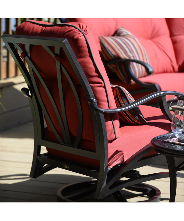 Mallin Volare Cushion Spring Swivel Rocking Lounge Chair VO-886 - Autumn Rust / Flagship Ruby
