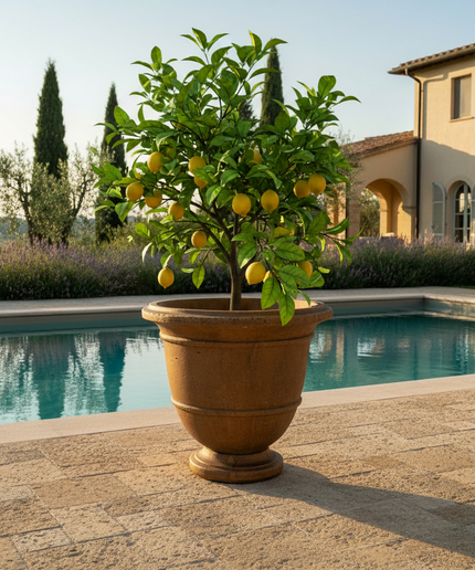 Campania Relais 24" W x 21.75" H Round Large Cast Stone Urn Planter P-575-PN - Pietra Nuova