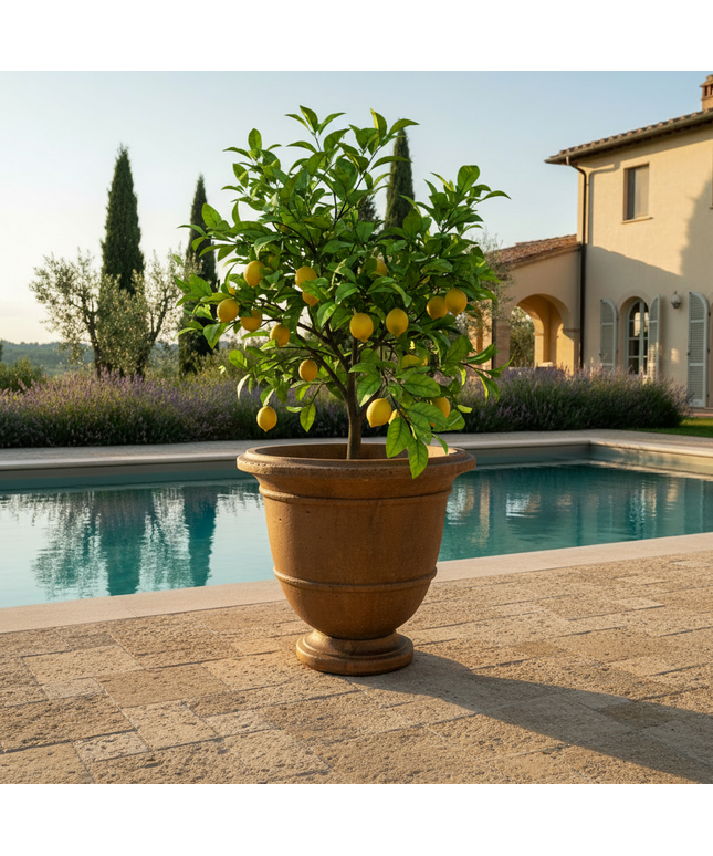 Campania Relais 24" W x 21.75" H Round Large Cast Stone Urn Planter P-575-PN - Pietra Nuova