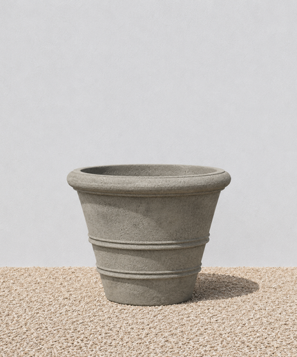 Campania Classic Rolled Rim 20.75" W x 16.25" H Round Cast Stone Planter P-539-GS - Greystone