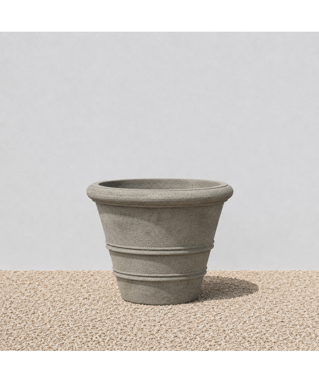 Campania Classic Rolled Rim 20.75" W x 16.25" H Round Cast Stone Planter P-539-GS - Greystone