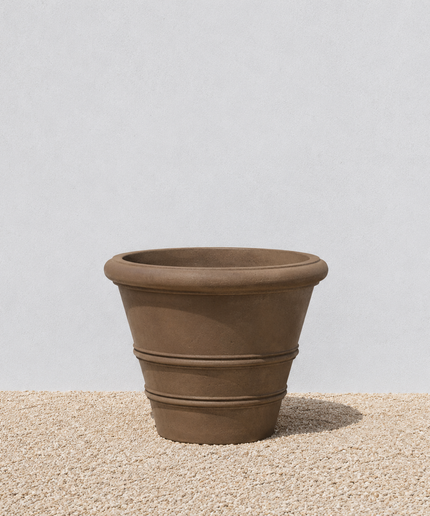 Campania Classic Rolled Rim 20.75" W x 16.25" H Round Cast Stone Planter P-539-PN - Pietra Nuova
