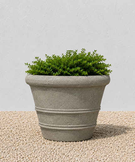Campania Classic Rolled Rim 18.25" W x 13" H Round Cast Stone Planter P-540-GS - Greystone