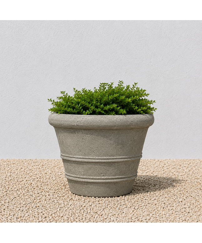 Campania Classic Rolled Rim 18.25" W x 13" H Round Cast Stone Planter P-540-GS - Greystone