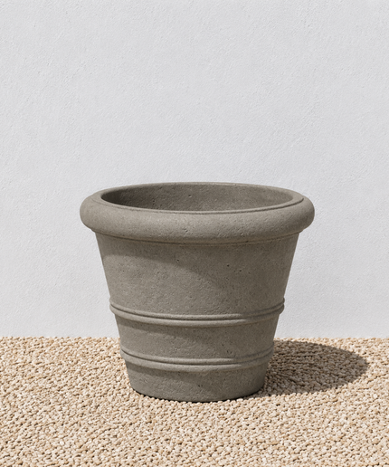 Campania Classic Rolled Rim 14.75" W x 11" H Round Cast Stone Planter P-541-GS - Greystone