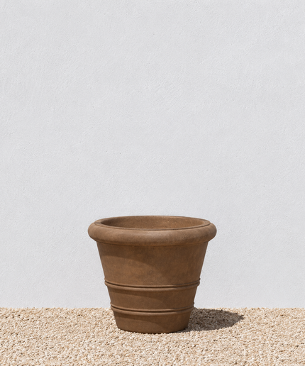Campania Classic Rolled Rim 14.75" W x 11" H Round Cast Stone Planter P-541-PN - Pietra Nuova