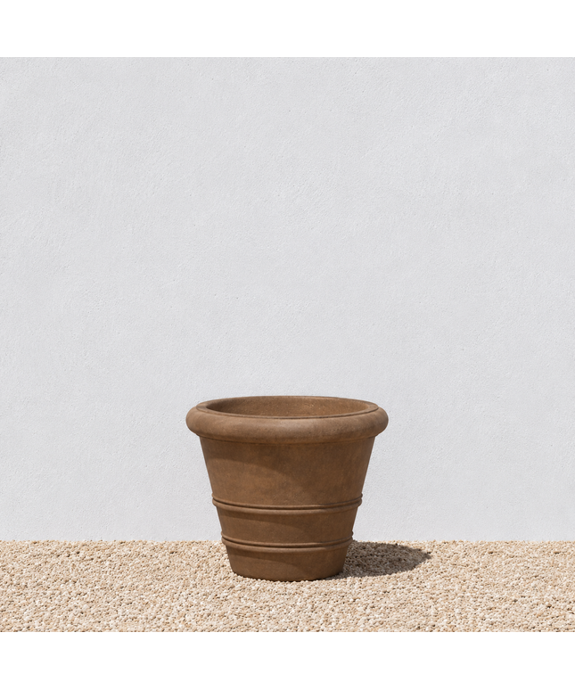 Campania Classic Rolled Rim 14.75" W x 11" H Round Cast Stone Planter P-541-PN - Pietra Nuova