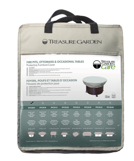 Treasure Garden 43”Diamteter x 18"H Round Fire Pit/Table Cover PFC805 - Gray (Fits 36" & 42" Firepits)