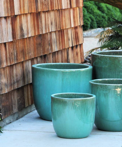 Big Sonoma 22" Diameter x 19"H Round Ceramic Planter PV-LB5151GNS-B - Green Steam