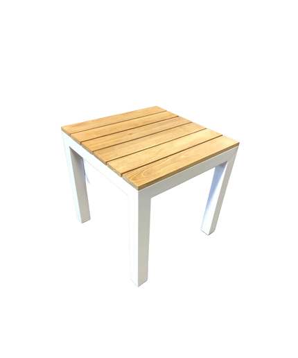 Patio Renaissance Coronado 20"W x 20"D x 20-1/2"H Square End Table 980024 - #3107 Textured White / #4043 Fresh Teak