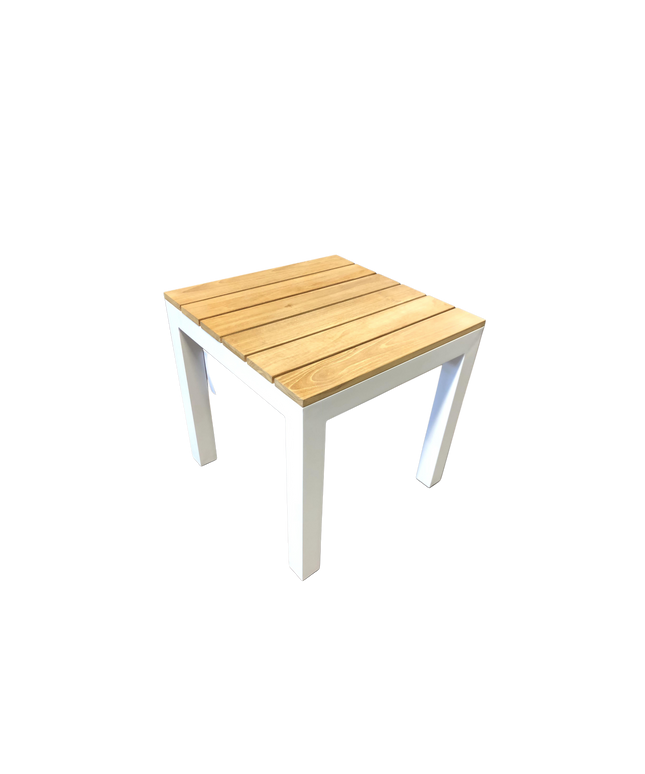 Patio Renaissance Coronado 20"W x 20"D x 20-1/2"H Square End Table 980024 - #3107 Textured White / #4043 Fresh Teak