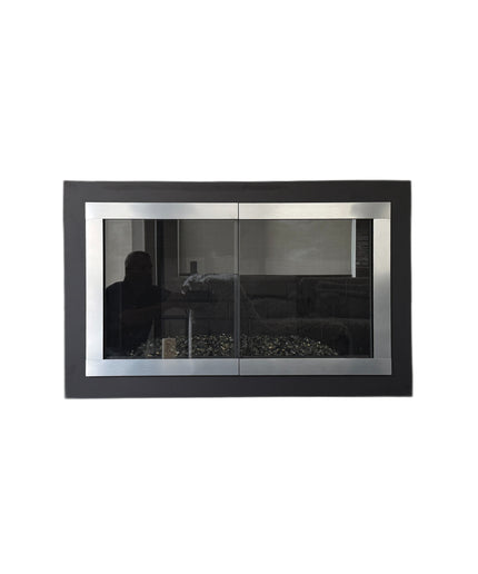 Phantom Modern Fireplace Doors - Matte Black / Brushed Chrome