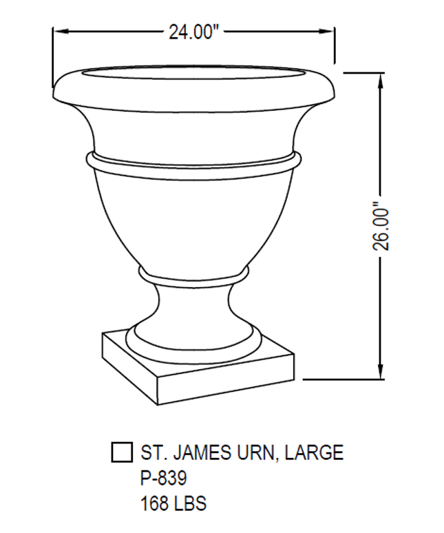 Campania St. James 24" W x 26" H Round Large Cast Stone Urn Planter P-839-PN - Pietra Nuova