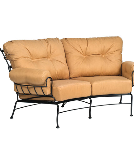 Woodard Terrace Cushion Crescent Love Seat 790063 - Textured Black / Michelangelo Toast